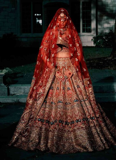 Red Sequence Lehenga with Zari Embroidery Ideal for Wedding and Festive Occasions in Surat