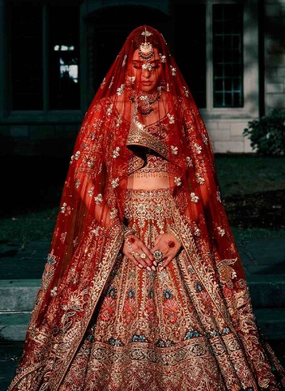  Red Sequence Lehenga with Zari Embroidery Ideal for Wedding and Festive Occasions in Surat
