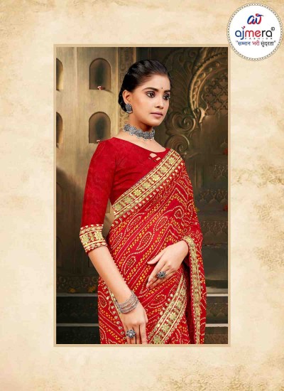 Bandhani Saree with Gota Patti Border Traditional Tie Dye and Luxury Embellishments in Surat