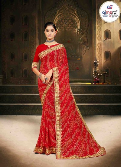 Bandhani Saree with Gota Patti Border Traditional Tie Dye and Luxury Embellishments in Surat