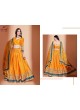 Crochet Embroidered Banarasi Lehenga Mustard Digital Printed Fabric  in Surat