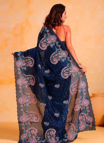 Elegant Blue Party Wear Saree Eye Catching Style and Grace in Surat