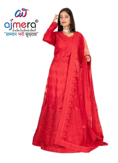 Full Sleeves Net Gown with Dupatta Self Thread and Stone Work for Women in Surat