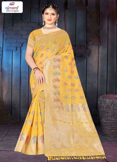 Linen Fancy Cotton Designer Saree for Women Elegant and Stylish Saree for Weddings and Festive Events in Surat