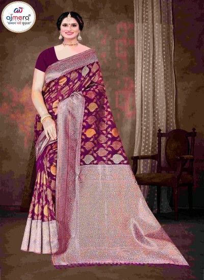 Luxurious Banarasi Silk Saree in Violet Ideal for Wedding Wear in Surat
