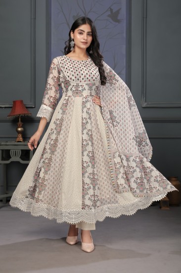 Traditional Long Chikan Kurti with Exquisite Embroidery for Special Occasions in Surat